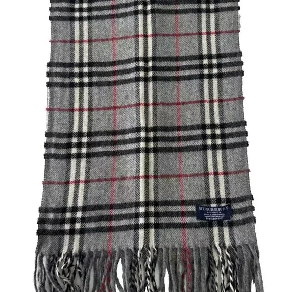 Burberry Classic Check Scarf Grey 100% Lambswool Unisex Scarf Made In England - Picture 5 of 8